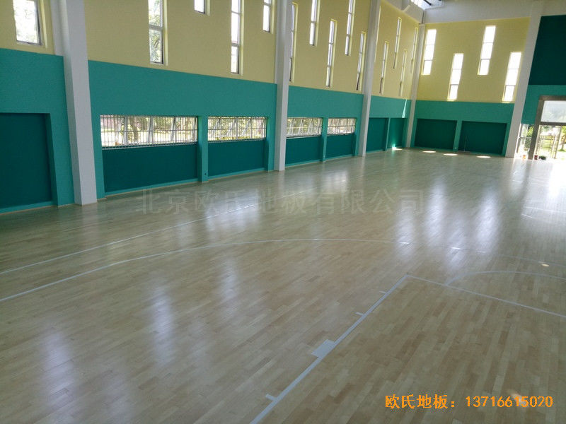 寧波至城學校籃球館體育木地板安裝案例4
